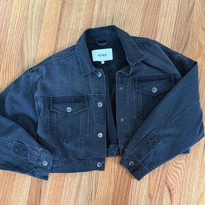 Pistola Charcoal Cropped Denim Jacket